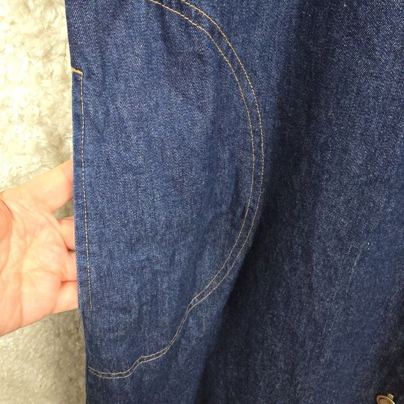 Vtg White Stag Dress Large Blue Denim Embroidered Pocket Western Modest Timeless - Picture 4 of 10